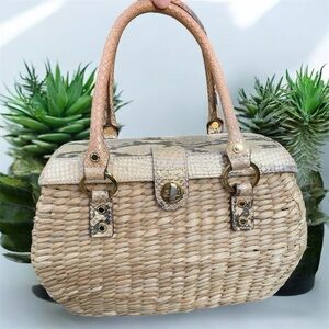 Kate Spade Python Wicker Woven Picnic Style Handbag